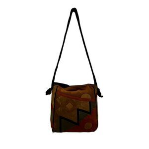 Avante Women’s Brown Multicolored Suede Patchwork Crossbody Bag